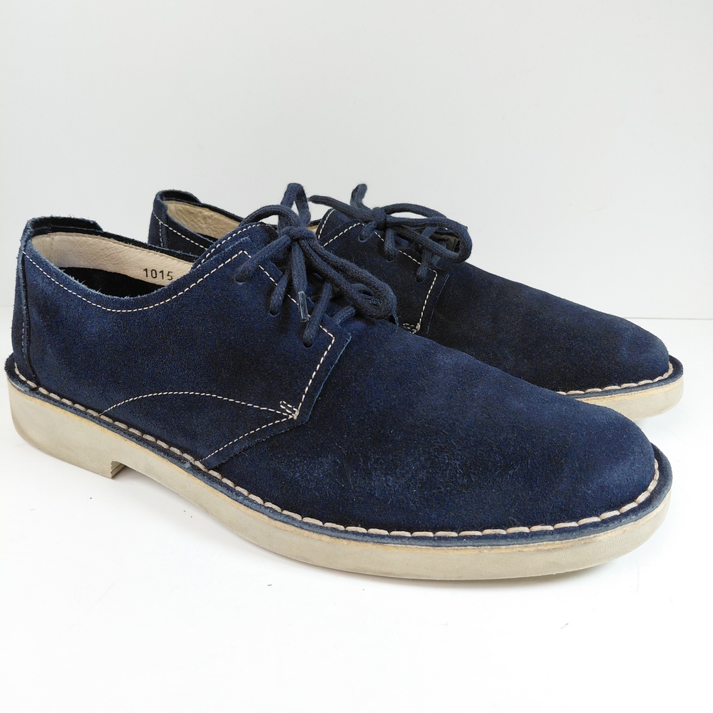 Barneys New York Men's Suede Shoes Plain Toe Lace-Up Loafers Blue Size 8